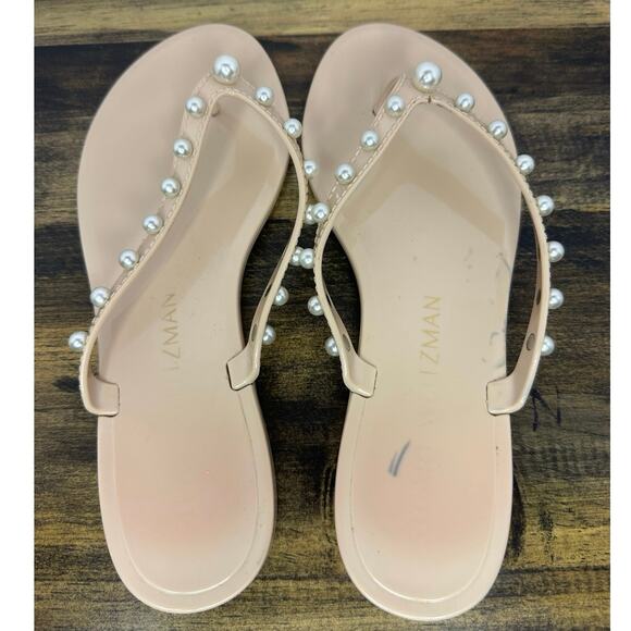 Stuart Weitzman Pearl Embellished Sandals in Nude - Picture 2 of 8